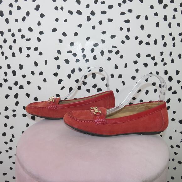 Vionic Red Suede Kenya Gold Horsebit Slip On Loafers - Picture 5 of 9